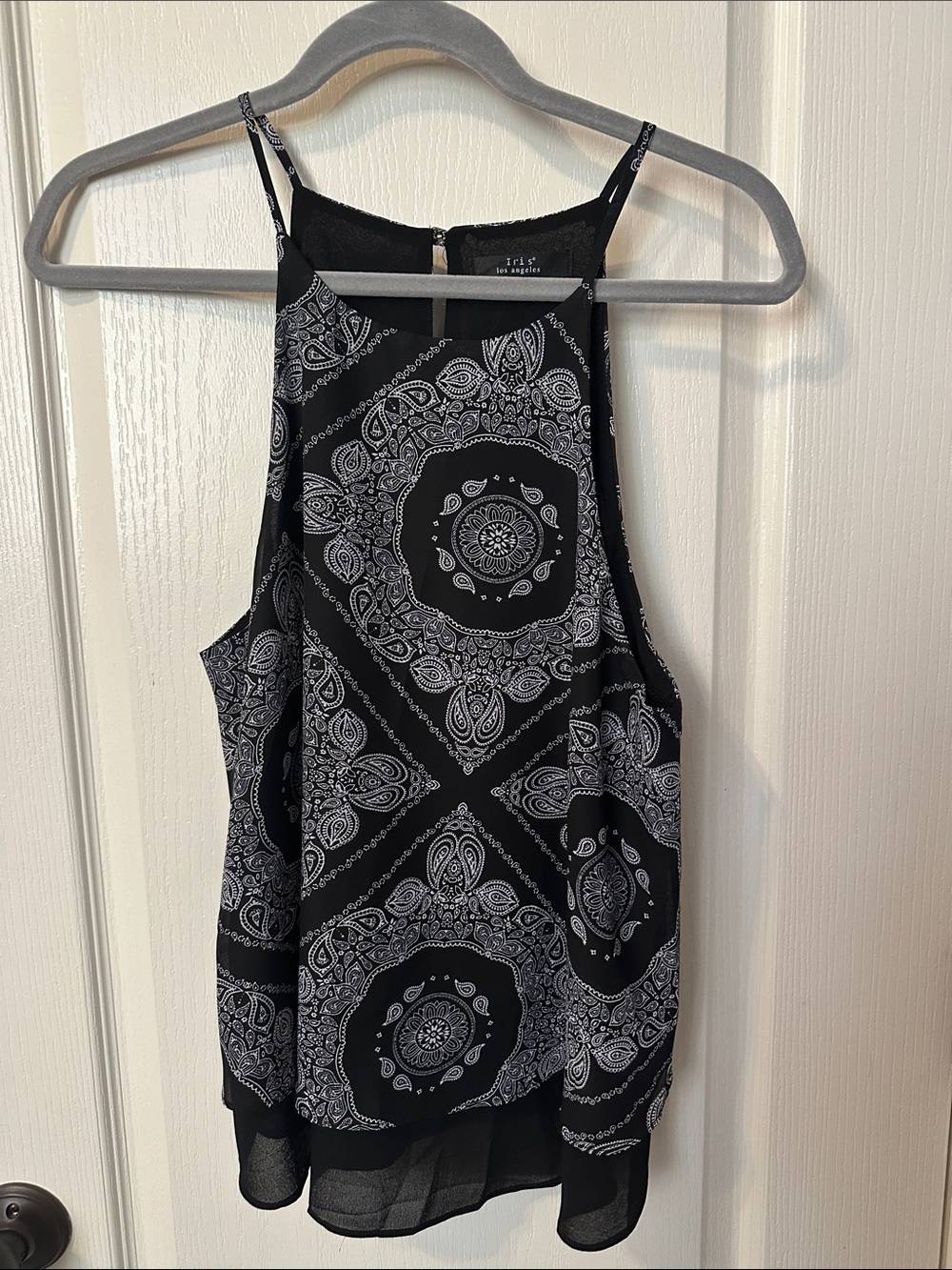 iris Black & White Bandana-Print High-Neck Camisole